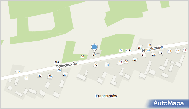 Franciszków, Franciszków, 25, mapa Franciszków