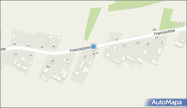 Franciszków, Franciszków, 34, mapa Franciszków