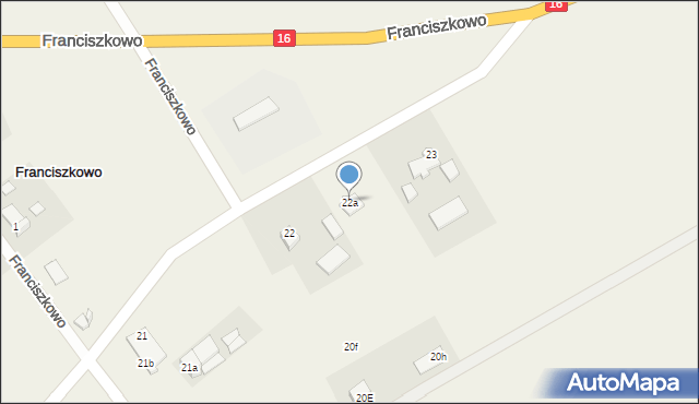 Franciszkowo, Franciszkowo, 22a, mapa Franciszkowo