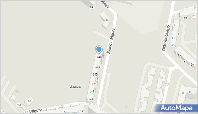 Gdańsk, Franciszka Żwirki i Stanisława Wigury, 14G, mapa Gdańska