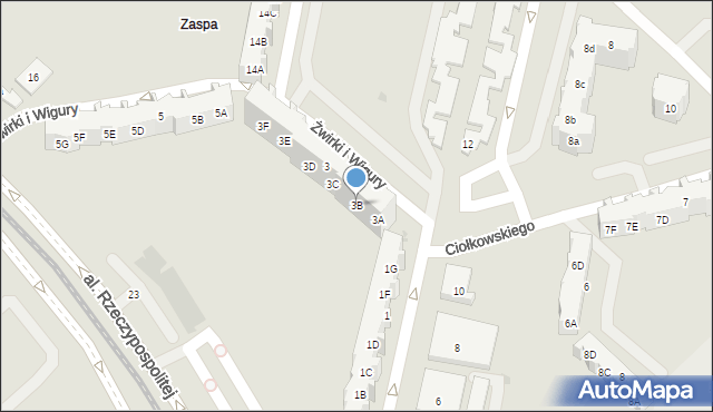 Gdańsk, Franciszka Żwirki i Stanisława Wigury, 3B, mapa Gdańska