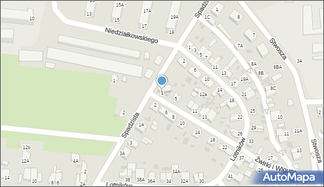 Głogów, Franciszka Żwirki i Stanisława Wigury, 1, mapa Głogów