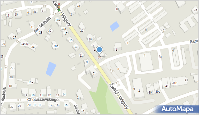 Gniezno, Franciszka Żwirki i Stanisława Wigury, 10, mapa Gniezna