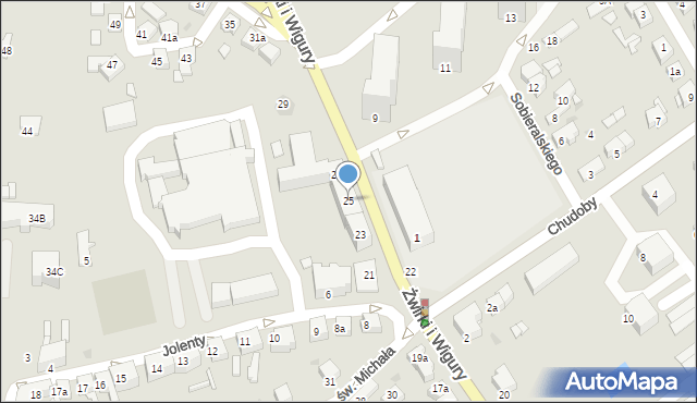 Gniezno, Franciszka Żwirki i Stanisława Wigury, 25, mapa Gniezna