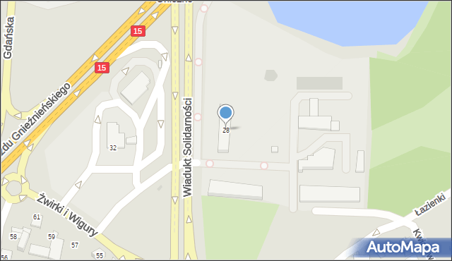 Gniezno, Franciszka Żwirki i Stanisława Wigury, 28, mapa Gniezna