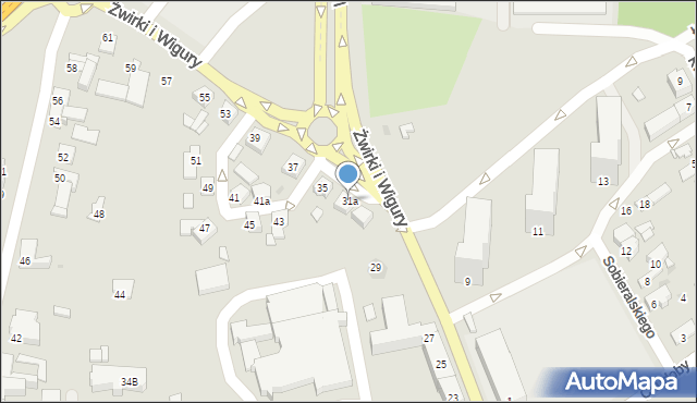 Gniezno, Franciszka Żwirki i Stanisława Wigury, 31a, mapa Gniezna