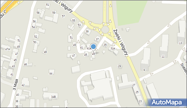 Gniezno, Franciszka Żwirki i Stanisława Wigury, 43, mapa Gniezna