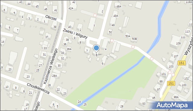 Gorzów Wielkopolski, Franciszka Żwirki i Stanisława Wigury, 6, mapa Gorzów Wielkopolski