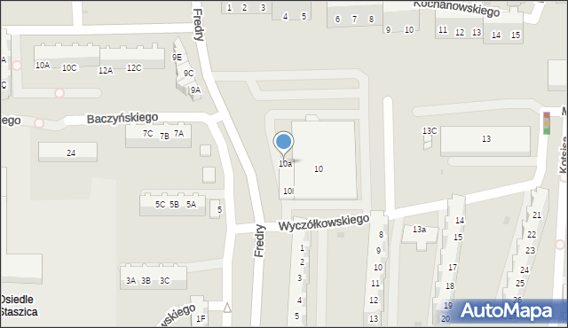 Gorzów Wielkopolski, Fredry Aleksandra, 10a, mapa Gorzów Wielkopolski