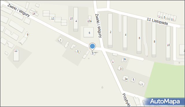 Gorzyce, Franciszka Żwirki i Stanisława Wigury, 3, mapa Gorzyce