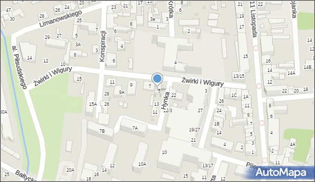 Grodzisk Mazowiecki, Franciszka Żwirki i Stanisława Wigury, 5, mapa Grodzisk Mazowiecki