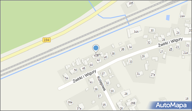 Gruszczyn, Franciszka Żwirki i Stanisława Wigury, 42B, mapa Gruszczyn