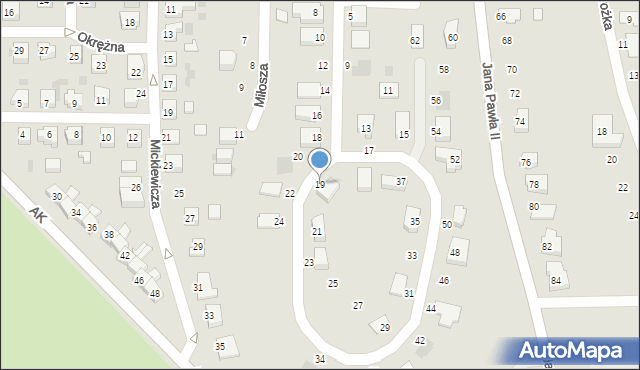 Gryfino, Fredry Aleksandra, 19, mapa Gryfino