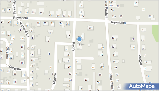 Gryfino, Fredry Aleksandra, 3, mapa Gryfino