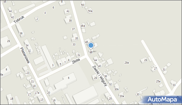 Gubin, Franciszka Żwirki i Stanisława Wigury, 46, mapa Gubin