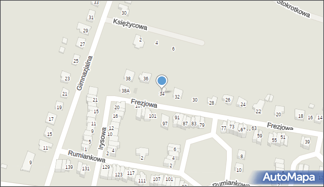 Jelcz-Laskowice, Frezjowa, 34, mapa Jelcz-Laskowice