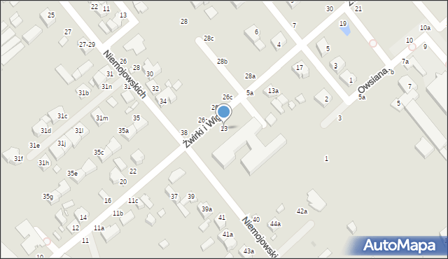 Kalisz, Franciszka Żwirki i Stanisława Wigury, 13, mapa Kalisza