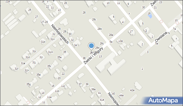 Kalisz, Franciszka Żwirki i Stanisława Wigury, 26a, mapa Kalisza
