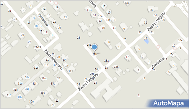 Kalisz, Franciszka Żwirki i Stanisława Wigury, 28b, mapa Kalisza