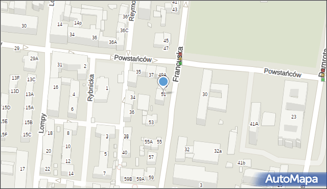 Katowice, Francuska, 51, mapa Katowic