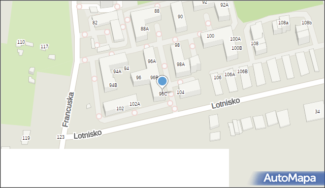 Katowice, Francuska, 96C, mapa Katowic