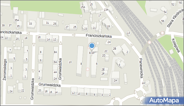 Katowice, Franciszkańska, 8-10, mapa Katowic