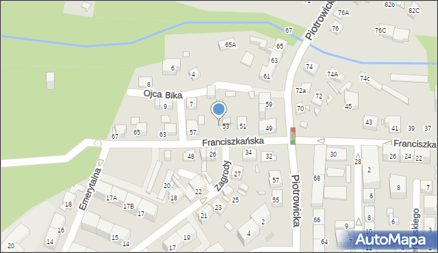 Katowice, Franciszkańska, 55, mapa Katowic
