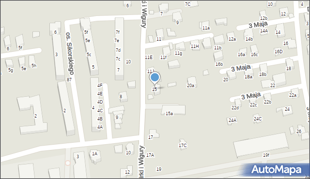 Kęty, Franciszka Żwirki i Stanisława Wigury, 15, mapa Kęty