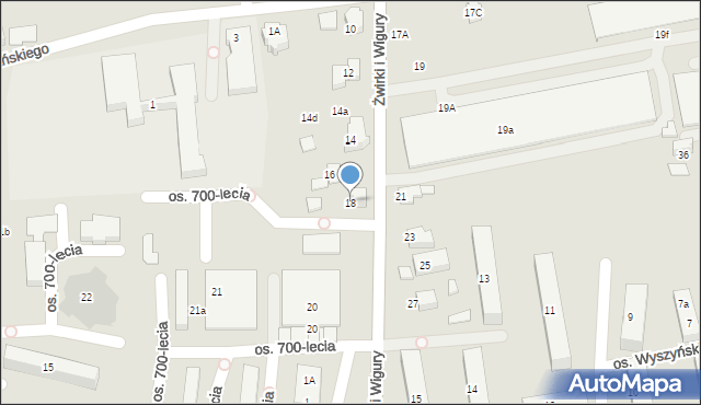 Kęty, Franciszka Żwirki i Stanisława Wigury, 18, mapa Kęty