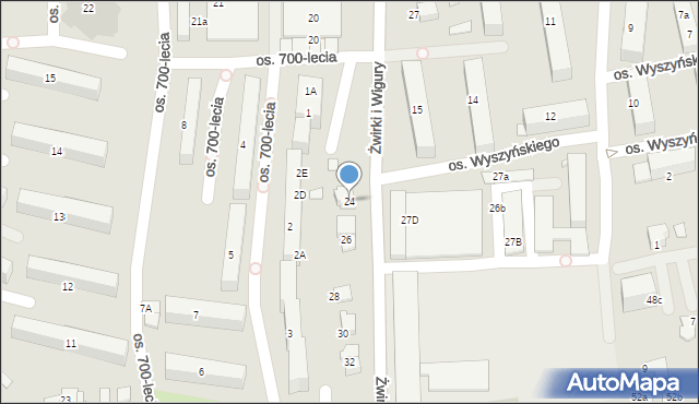 Kęty, Franciszka Żwirki i Stanisława Wigury, 24, mapa Kęty