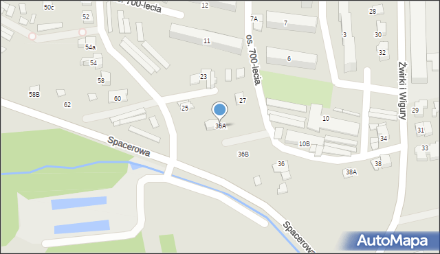 Kęty, Franciszka Żwirki i Stanisława Wigury, 36A, mapa Kęty