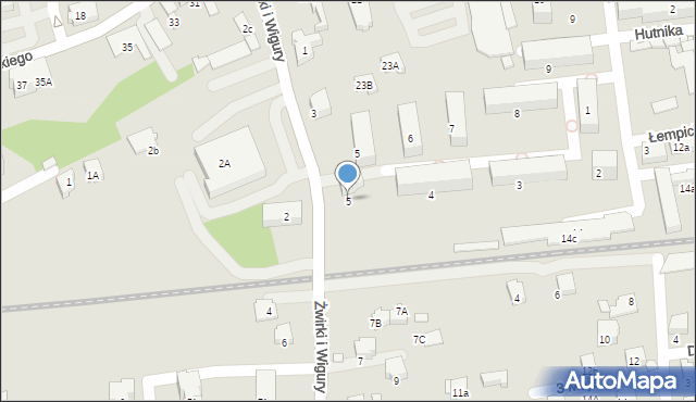 Kęty, Franciszka Żwirki i Stanisława Wigury, 5, mapa Kęty