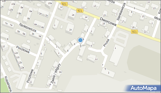 Knurów, Franciszka Żwirki i Stanisława Wigury, 3, mapa Knurów