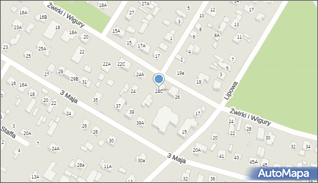 Kobyłka, Franciszka Żwirki i Stanisława Wigury, 24C, mapa Kobyłka