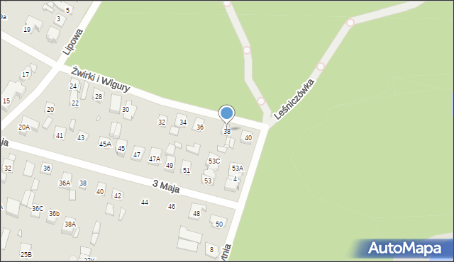 Kobyłka, Franciszka Żwirki i Stanisława Wigury, 38, mapa Kobyłka