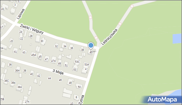 Kobyłka, Franciszka Żwirki i Stanisława Wigury, 40, mapa Kobyłka