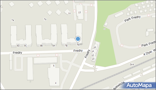 Kołobrzeg, Fredry Aleksandra, 7A, mapa Kołobrzegu