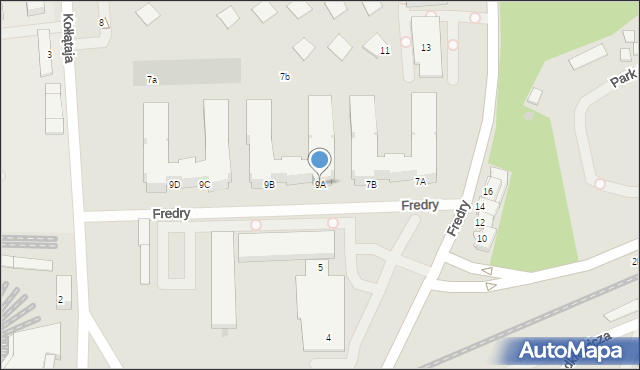 Kołobrzeg, Fredry Aleksandra, 9A, mapa Kołobrzegu