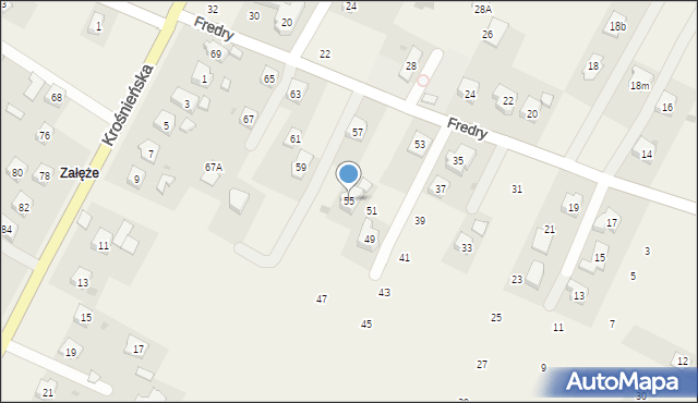 Korczyna, Fredry Aleksandra, 55, mapa Korczyna