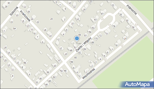 Kościan, Franciszka Żwirki i Stanisława Wigury, 53, mapa Kościan