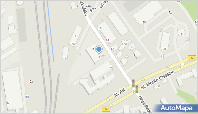 Koszalin, Franciszkańska, 3, mapa Koszalina