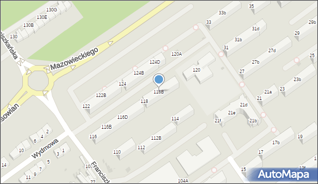 Koszalin, Franciszkańska, 118B, mapa Koszalina