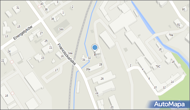 Koszalin, Franciszkańska, 30, mapa Koszalina