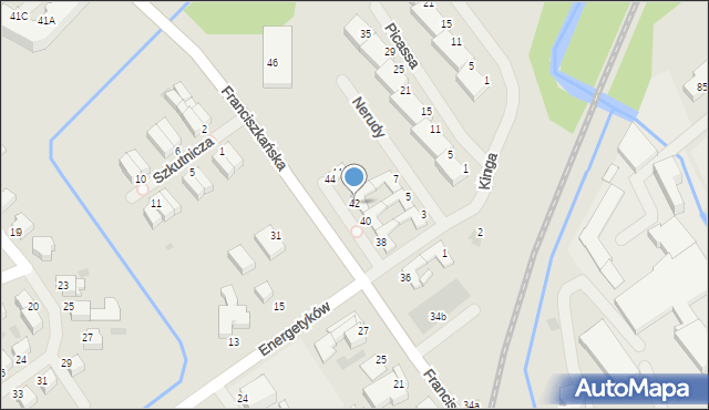 Koszalin, Franciszkańska, 42, mapa Koszalina