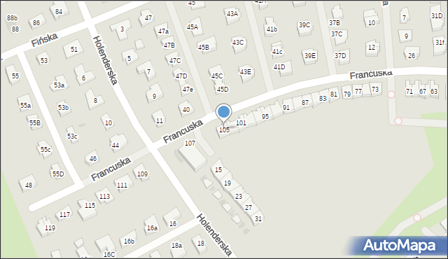 Koszalin, Francuska, 105, mapa Koszalina