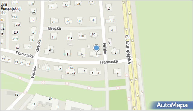 Koszalin, Francuska, 4, mapa Koszalina