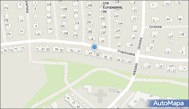 Koszalin, Francuska, 41, mapa Koszalina