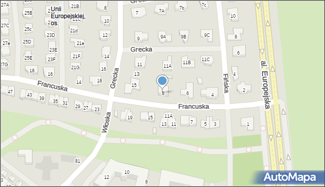 Koszalin, Francuska, 8, mapa Koszalina