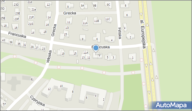 Koszalin, Francuska, 9, mapa Koszalina