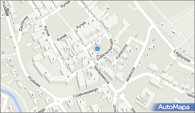 Krosno, Franciszkańska, 10, mapa Krosna